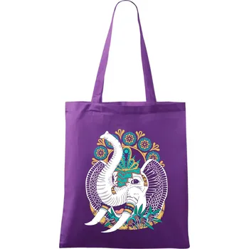 Sloník pro štěstí (Pecka Design) - Taška bavlněná - 42 x 38 cm ( Fialová )