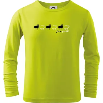 Dětská móda Jsem pasák - ovce v řadě - Triko dětské Long Sleeve - 104-110cm / 3-4 roky ( Limetková )