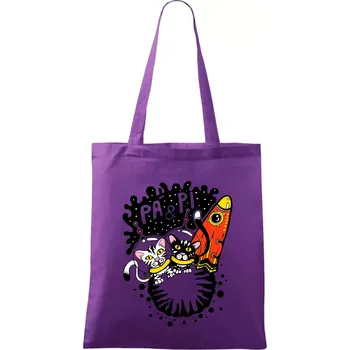 Pá a Pi z kočičí planety (Pecka Design) - Taška bavlněná - 42 x 38 cm ( Fialová )