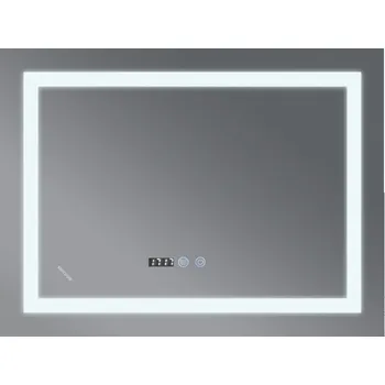 Zrcadlo Mixxus Koupelnové zrcadlo s LED osvětlením, protizamlžovací funkcí, regulací jasu a hodinkami, MR02-80×80 W | MR02-80×80 WARM