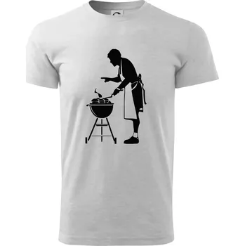 Pánské tričko Grilování - Kuchař - Triko extra velké (5-8XL) - 8XL ( Světlešedý Melír )