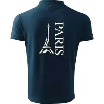 Pánská košile Paris nápis Eiffelovka na výšku - Polokošile pánská Pique Polo 203 - 4XL ( Námořní modrá (velmi tmavá - téměř černá) )