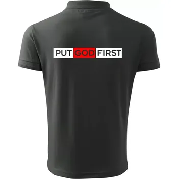 Pánská košile Put God first obdélník - Polokošile pánská Pique Polo 203 - 3XL ( Tmavá břidlice (šedá se zeleným nádechem) )