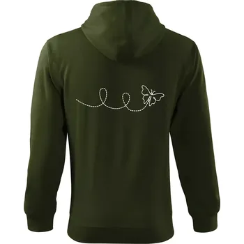 Pánská mikina Dráha letu motýla - smyčka - Mikina s kapucí na zip trendy zipper - XL ( Military )