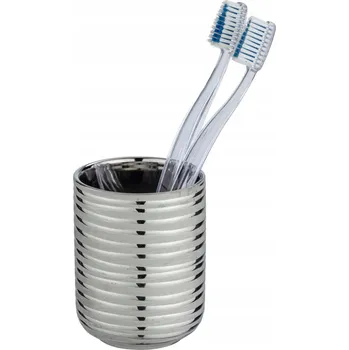 Držák na kartáček KERAMICKÝ STOJÁNEK / NÁDOBKA NA KARTÁČKY STŘÍBRNÝ Ø7,4 cm