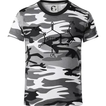 Chlapecké tričko Caffeine molekuly - Dětské maskáčové triko - 146 cm/10 let ( Šedý maskáč )