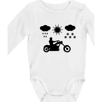 Motorkář za každého počasí - chopper - Body kojenecké s dlouhým rukávem - Dlouhý r. do 3 měs ( Bílá )