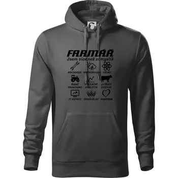 Pánská mikina Symboly farmář - Traktorista a partner - Mikina pánská Cape s kapucí - 5XL ( Ocelově šedá )