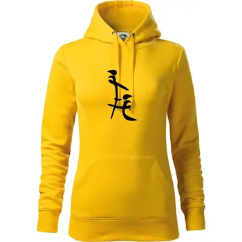 Dámská mikina Čínský znak - Mikina dámská Cape s kapucí - S ( Žlutá )