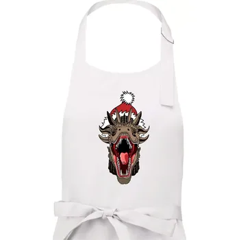 Kuchyňská zástěra Vánoční drak (Pecka design) - Dámská zástěra na vaření - Univerzální velikost ( Bílá )