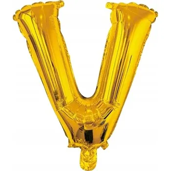 Balónek Balónková litera V zlatá fólie 40 cm Jméno Nápis Písmeno Svatební Hostina Narozeniny Akce