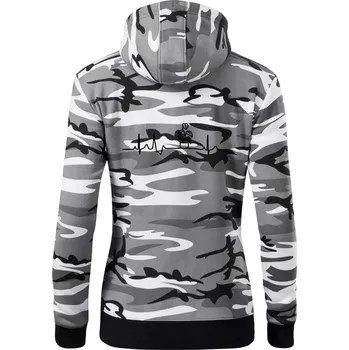 Dámská mikina EKG Filodendron - Dámská mikina trendy zipper s kapucí - 2XL ( Šedý maskáč )