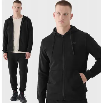 Pánská mikina Pánská Pánská mikina 4F , na zip, černá s kapucí , vel L