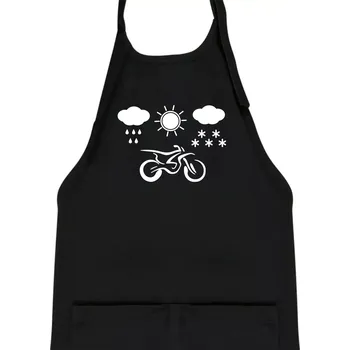 Kuchyňská zástěra Motorkář za každého počasí - enduro - Dětská zástěra na vaření - Univerzální velikost ( Černá )