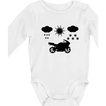 Motorkář za každého počasí - silnice - Body kojenecké s dlouhým rukávem - Dlouhý r. 3-6 měs ( Bílá )