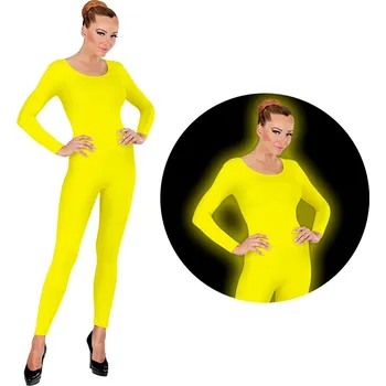 Karnevalový kostým Dámský neonově žlutý celotělový overal - M/L