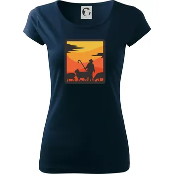 Dámské tričko Pastevec ovcí - čtverec - Dámské triko Pure - S ( Námořní modrá (velmi tmavá - téměř černá) )