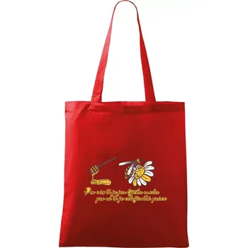 Včela - lžička medu - Taška bavlněná - 42 x 38 cm ( Červená )