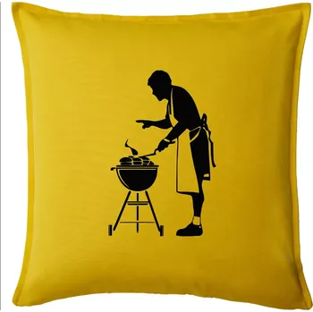 Polštář Grilování - Kuchař - Polštář 50x50 - 50x50 - Pouze potah ( Žlutá )