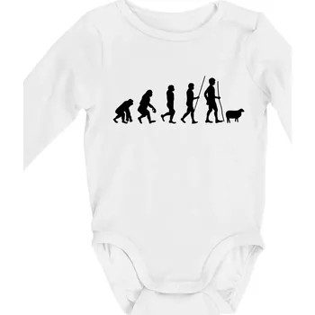 Kojenecký body Evoluce pastevec ovcí - Body kojenecké s dlouhým rukávem - Dlouhý r. do 3 měs ( Bílá )