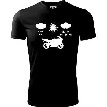 Chlapecké tričko Motorkář za každého počasí - silnice - Dětské triko sportovní (dresovina) - 146 cm/10 let ( Černá )