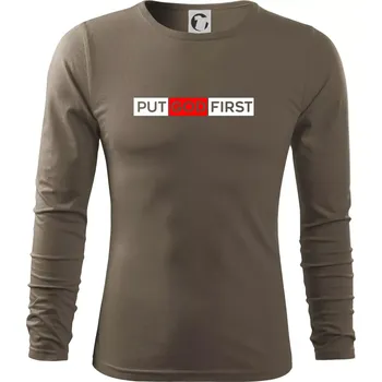 Pánské oblečení Put God first obdélník - Triko s dlouhým rukávem FIT-T long sleeve - M ( Army )