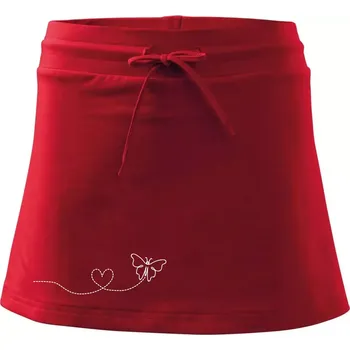 Dámská sukně Dráha letu motýla - srdce - Sportovní sukně - two in one - XS ( Červená )