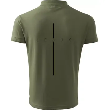 Pánská košile Jesus nápis v kříži - Polokošile pánská Pique Polo 203 - 3XL ( Khaki )