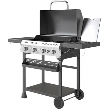 Zahradní gril Plynový gril 135 x 55 x 103 cm | černý + stříbrný