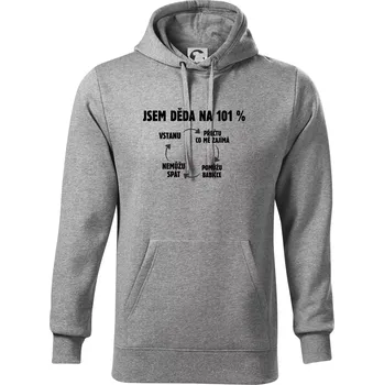 Pánská mikina Jsem děda na 101 procent - Mikina pánská Cape s kapucí - 4XL ( Tmavě šedý melír )