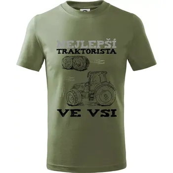 Chlapecké oblečení Nejlepší traktorista ve vsi - Tričko dětské bavlněné - 134 cm/8 let ( Khaki )