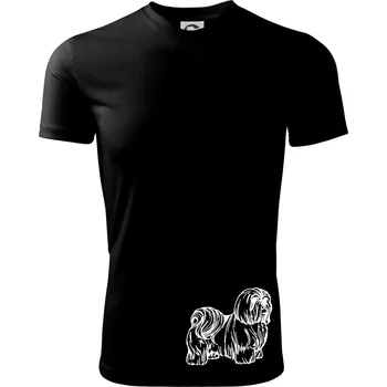 Shih-tzu - chlupatý - Pánské triko Fantasy sportovní (dresovina) - S ( Černá )