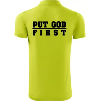 Pánská košile Put God first tlustý nápis - Polokošile Victory sportovní (dresovina) - 3XL ( Limetková )