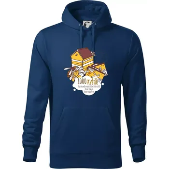 Pánská mikina Včela - 1000 květů - Mikina pánská Cape s kapucí - M ( Půlnoční modrá )