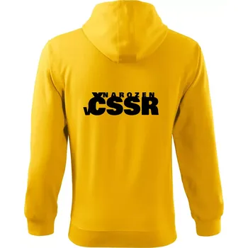 Pánská mikina Nápis - Narozen v ČSSR - Mikina s kapucí na zip trendy zipper - 2XL ( Žlutá )