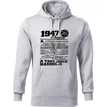 Pánská mikina 1947 v Kostce - Mikina pánská Cape s kapucí - L ( Světlešedý Melír )