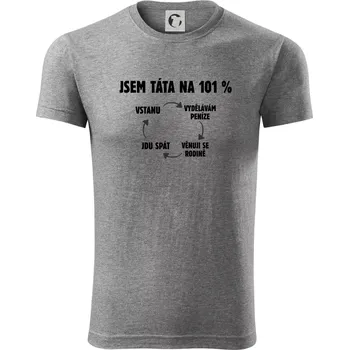 Pánské tričko Jsem táta na 101 procent - Viper FIT - Pánské zůžené tričko - M ( Tmavě šedý melír )