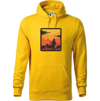 Pánská mikina Pastevec ovcí - čtverec - Mikina pánská Cape s kapucí - 2XL ( Žlutá )
