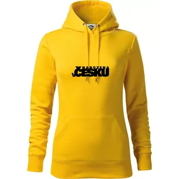 Dámská mikina Nápis - Narozena v Česku - Mikina dámská Cape s kapucí - XS ( Žlutá )