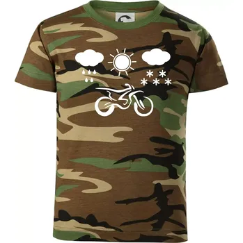 Chlapecké tričko Motorkář za každého počasí - enduro - Dětské maskáčové triko - 104-110cm / 3-4 roky ( Hnědý maskáč )