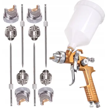 Stříkací pistole Lakýrnická pistole HVLP 4x tryska 1,3 1,7 2,0 2,5 mm Auarita H-827 Gold