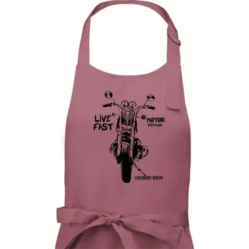 Kuchyňská zástěra Motorka kresba live fast - Pánská zástěra na vaření - Univerzální velikost ( Starorůžová )