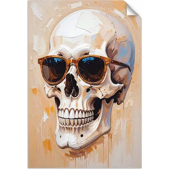 Obraz Lebka v brýlích, efekt barvy NÁLEPKA PLAKÁT do LOŽNICE OBÝVACÍHO POKOJE 30x45
