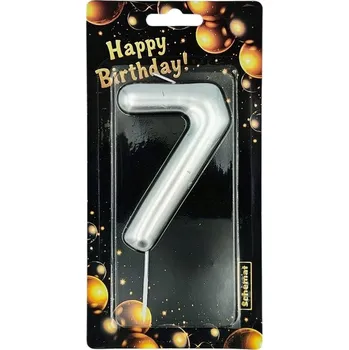 Dortová svíčka NAROZENINOVÁ ČÍSLICE ČÍSLO "7" SCHEMAT DORTOVÁ NA DORT