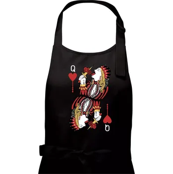 Kuchyňská zástěra Srdcová Královna kreslená (Pecka Design) - Pánská zástěra na vaření - Univerzální velikost ( Černá )