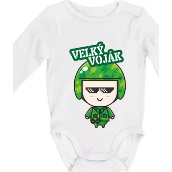 Velký voják - Body kojenecké s dlouhým rukávem - Dlouhý r. 3-6 měs ( Bílá )
