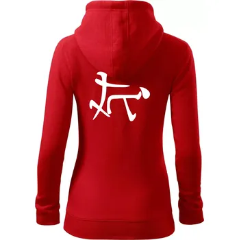 Dámská mikina Čínský symbol - soulož - Dámská mikina trendy zipper s kapucí - M ( Červená )