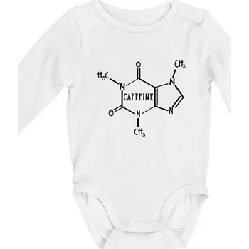 Caffeine molekuly - Body kojenecké s dlouhým rukávem - Dlouhý r. do 3 měs ( Bílá )
