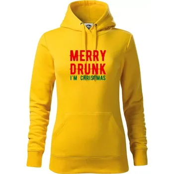 Dámská mikina Merry Drunk I'm Christmas - Mikina dámská Cape s kapucí - XS ( Žlutá )