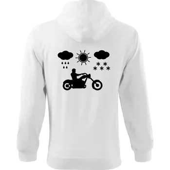 Pánská mikina Motorkář za každého počasí - chopper - Mikina s kapucí na zip trendy zipper - M ( Bílá )